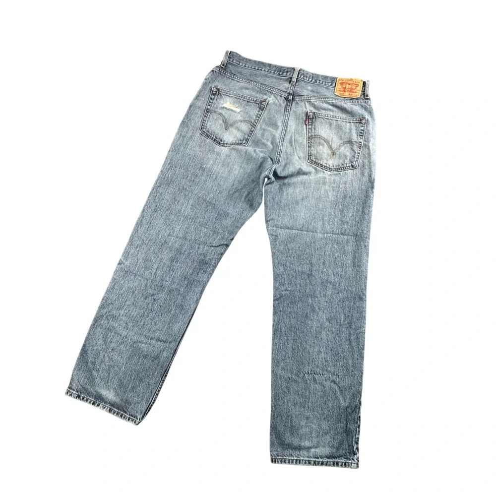 Y2K Levi's 569 Loose Straight Fit Mens 37x33 Jean Light Wash Distressed Baggy‎